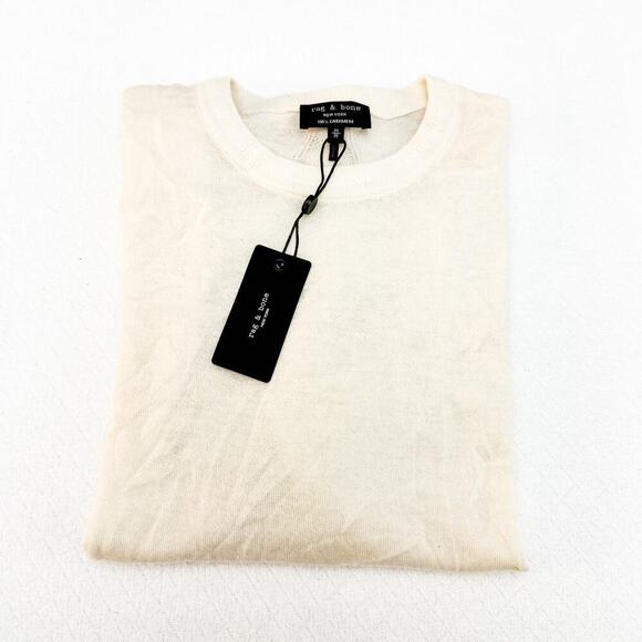 Rag & Bone Cashmere Mandee Oversize Tee Short Sleeve Cream Size M $350 NWT - Picture 1 of 7
